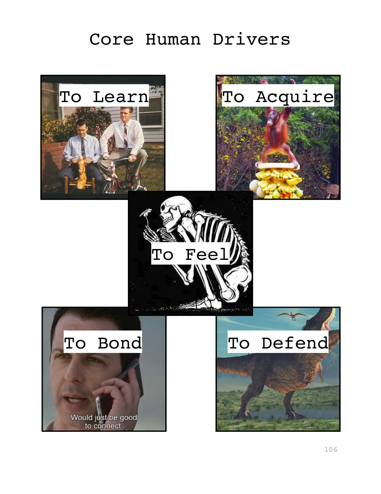 Core Human Drivers
To Acquire
To Bond
To Defend
To Learn
To Feel