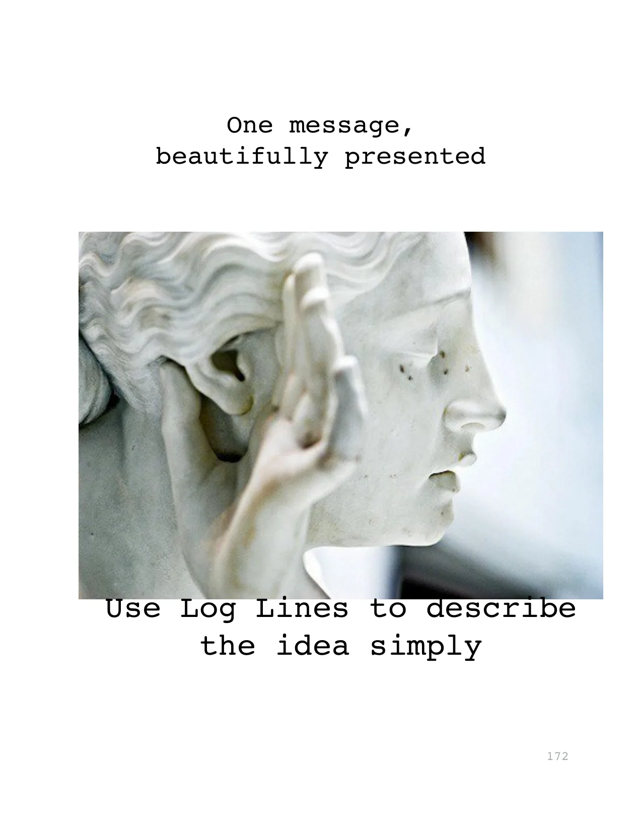 Use Log Lines to describe 
the idea simply
One message, 
beautifully presented